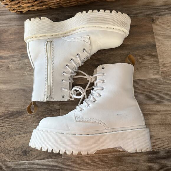 Dr. Martens V Jadon II Mono White Platform Boots Women’s Size 7 Vegan Zip - Picture 6 of 11